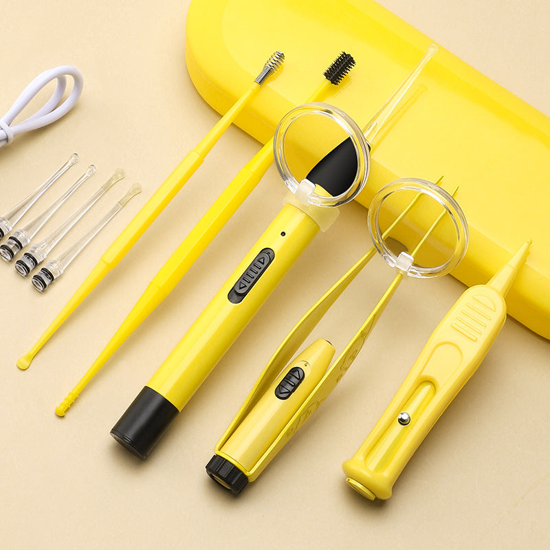 Children's luminous ear scoop suit ear scoop ear scoop baby with lamp ear tweezers booger clip rechargeable battery soft head
