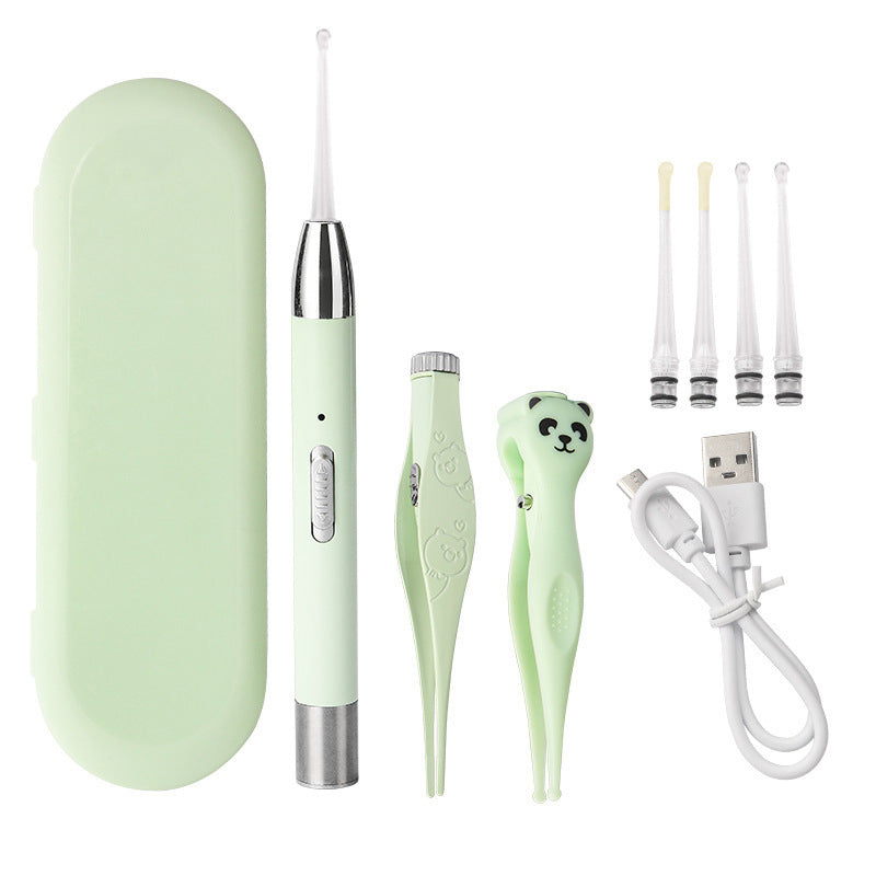 Children's luminous ear scoop suit ear scoop ear scoop baby with lamp ear tweezers booger clip rechargeable battery soft head