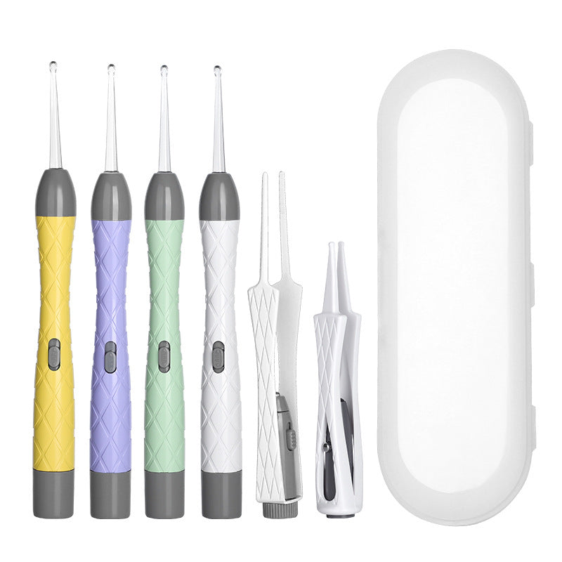 Children's luminous ear scoop suit ear scoop ear scoop baby with lamp ear tweezers booger clip rechargeable battery soft head