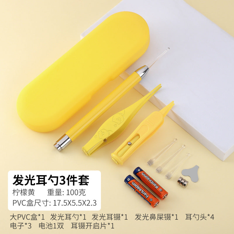 Children's luminous ear scoop suit ear scoop ear scoop baby with lamp ear tweezers booger clip rechargeable battery soft head