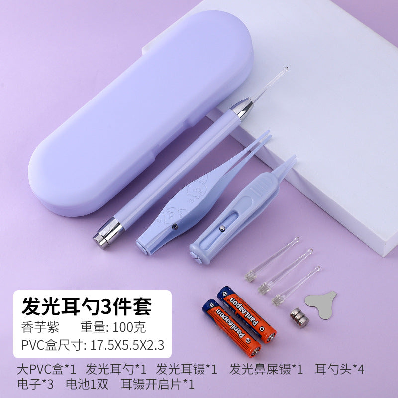 Children's luminous ear scoop suit ear scoop ear scoop baby with lamp ear tweezers booger clip rechargeable battery soft head