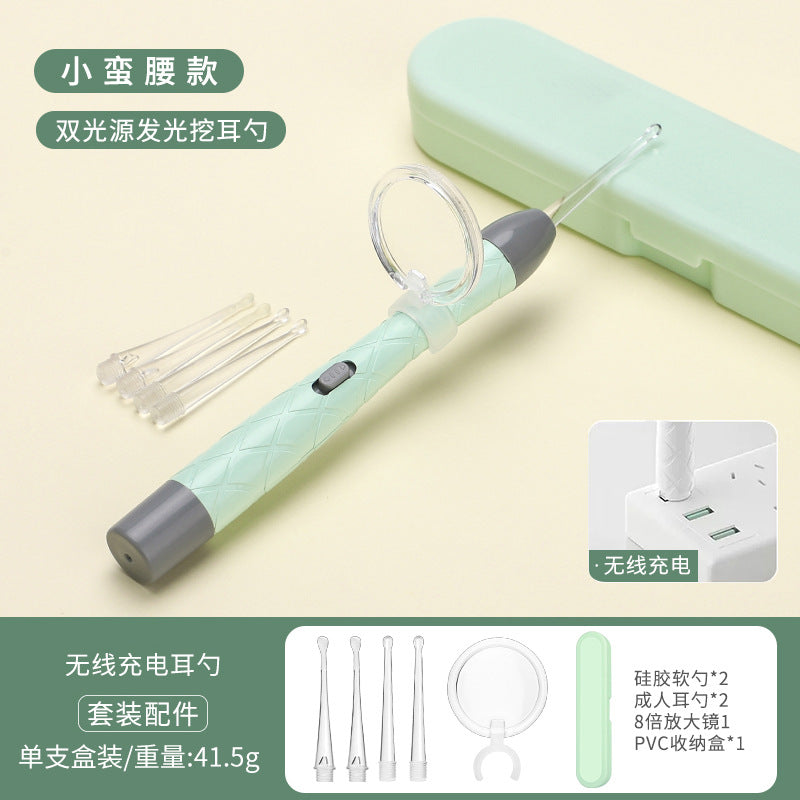 Children's luminous ear scoop suit ear scoop ear scoop baby with lamp ear tweezers booger clip rechargeable battery soft head